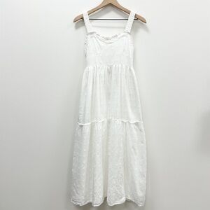 American Eagle Outfitters White Tiered Dot Maxi Dress - Small